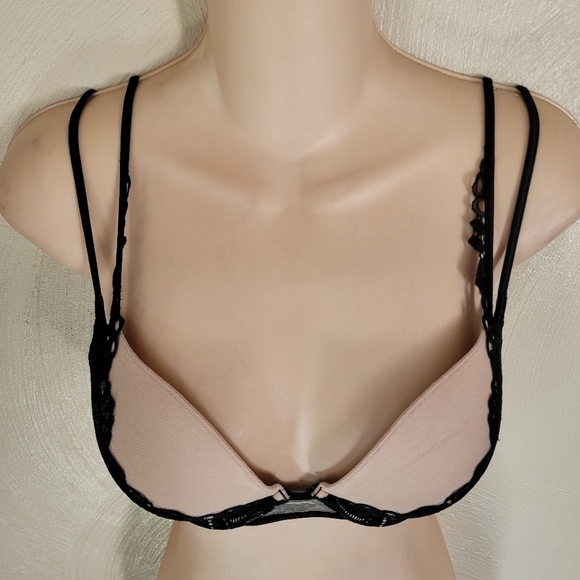 Victoria's Secret Very Sexy Push Up Bra Black Beige Lace Size Women's 32D - Picture 4 of 5